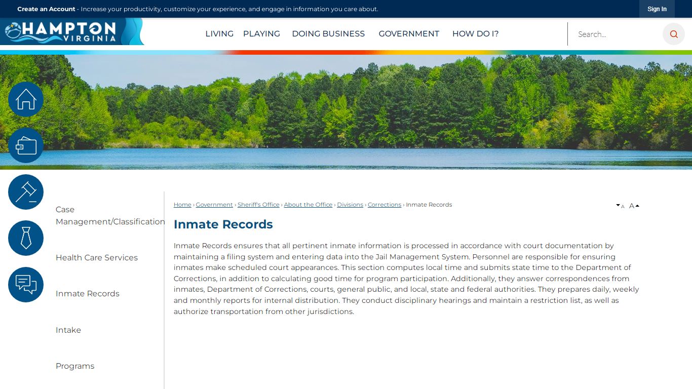 Inmate Records | Hampton, VA - Official Website