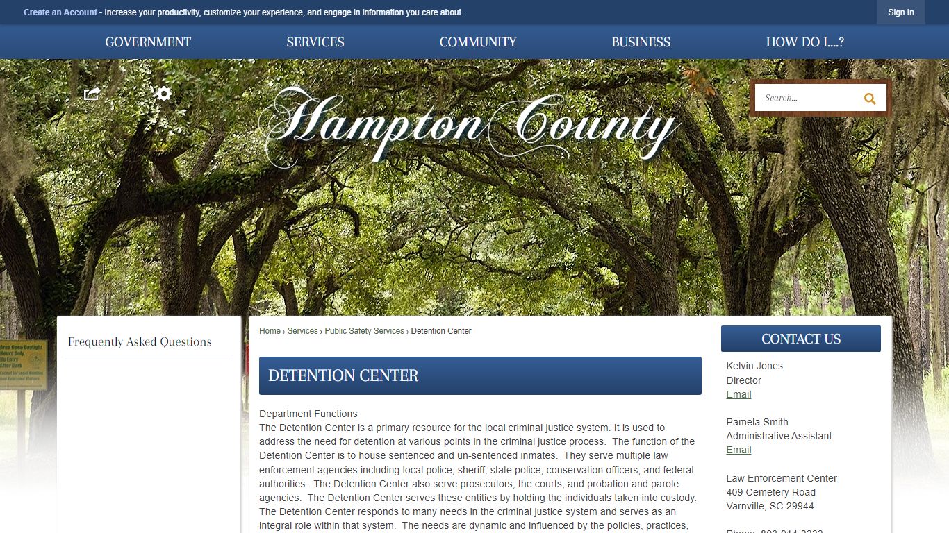 Detention Center | Hampton County, SC - Official Website